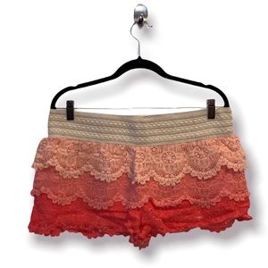 Coconut girl aesthetic lace coral and cream shorts size extra large